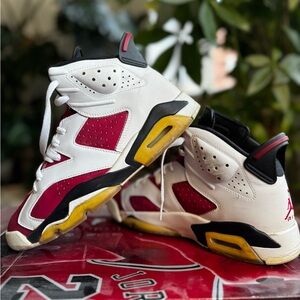 Air Jordan Retro 6 White and Red Sneakers